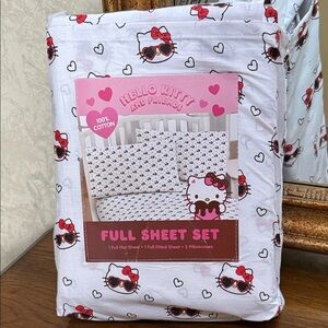 Hello Kitty with hearts Full Sheet Set - White and Red.